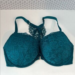 Auden Aqua Racerback Lacy Bra Size 38DD
Padded Underwire Push Up Demi Coverage